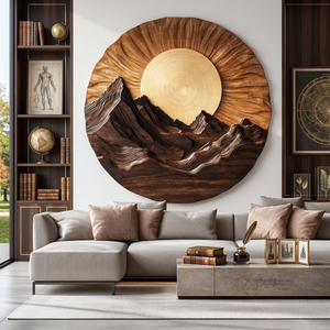 Mountain Wooden Wall Sculpture For Modern Nature Inspired Home Decor