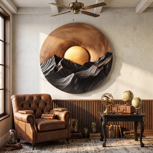 Sunset Mountain Wooden Wall Sculpture For Modern Nature Inspired Home Decor