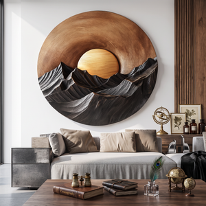 Sunset Mountain Wooden Wall Sculpture For Modern Nature Inspired Home Decor