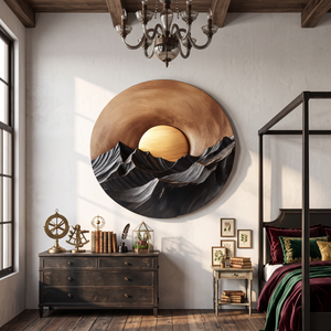 Sunset Mountain Wooden Wall Sculpture For Modern Nature Inspired Home Decor
