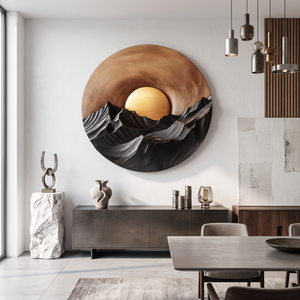 Sunset Mountain Wooden Wall Sculpture For Modern Nature Inspired Home Decor