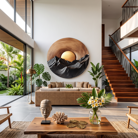 Sunset Mountain Wooden Wall Sculpture For Modern Nature Inspired Home Decor