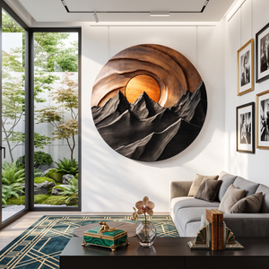 Mountain Sunset Wooden Wall Sculpture For Modern Nature Inspired Home Decor