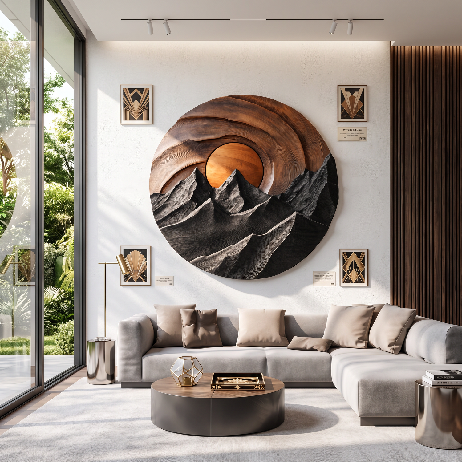 Mountain Sunset Wooden Wall Sculpture For Modern Nature Inspired Home Decor