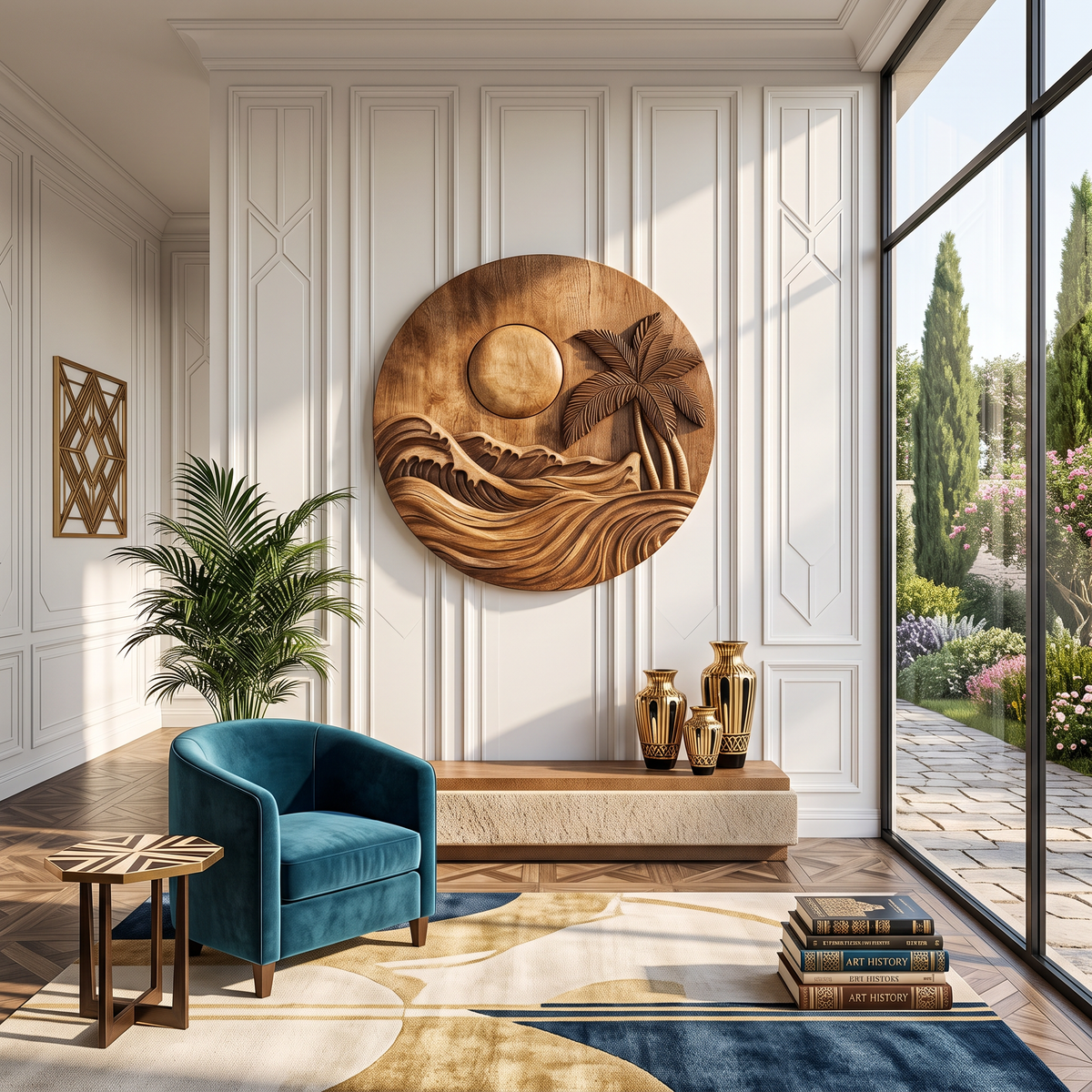 Tropical Waves Wooden Wall Sculpture For Coastal Nature Inspired Home Decor