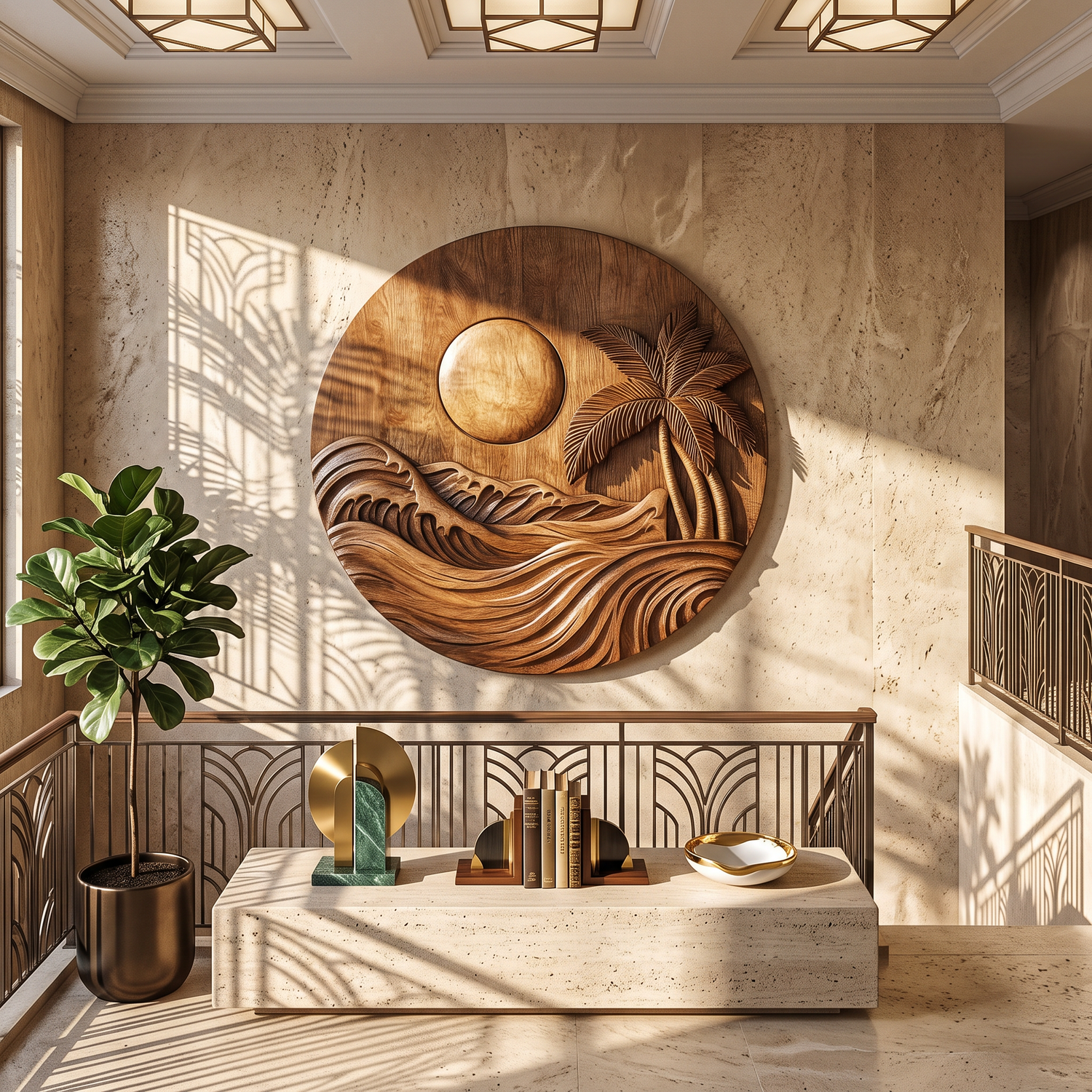 Tropical Waves Wooden Wall Sculpture For Coastal Nature Inspired Home Decor