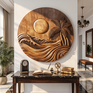 Tropical Waves Wooden Wall Sculpture For Coastal Nature Inspired Home Decor