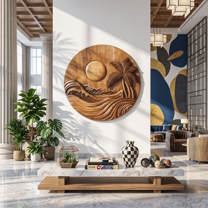 Tropical Waves Wooden Wall Sculpture For Coastal Nature Inspired Home Decor