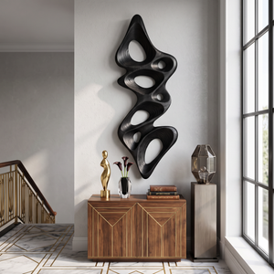 Wall Sculpture Vertical Flow with Organic Carved Openings