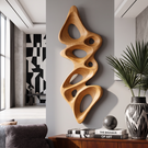 Wall Sculpture Vertical Flow with Organic Carved Openings