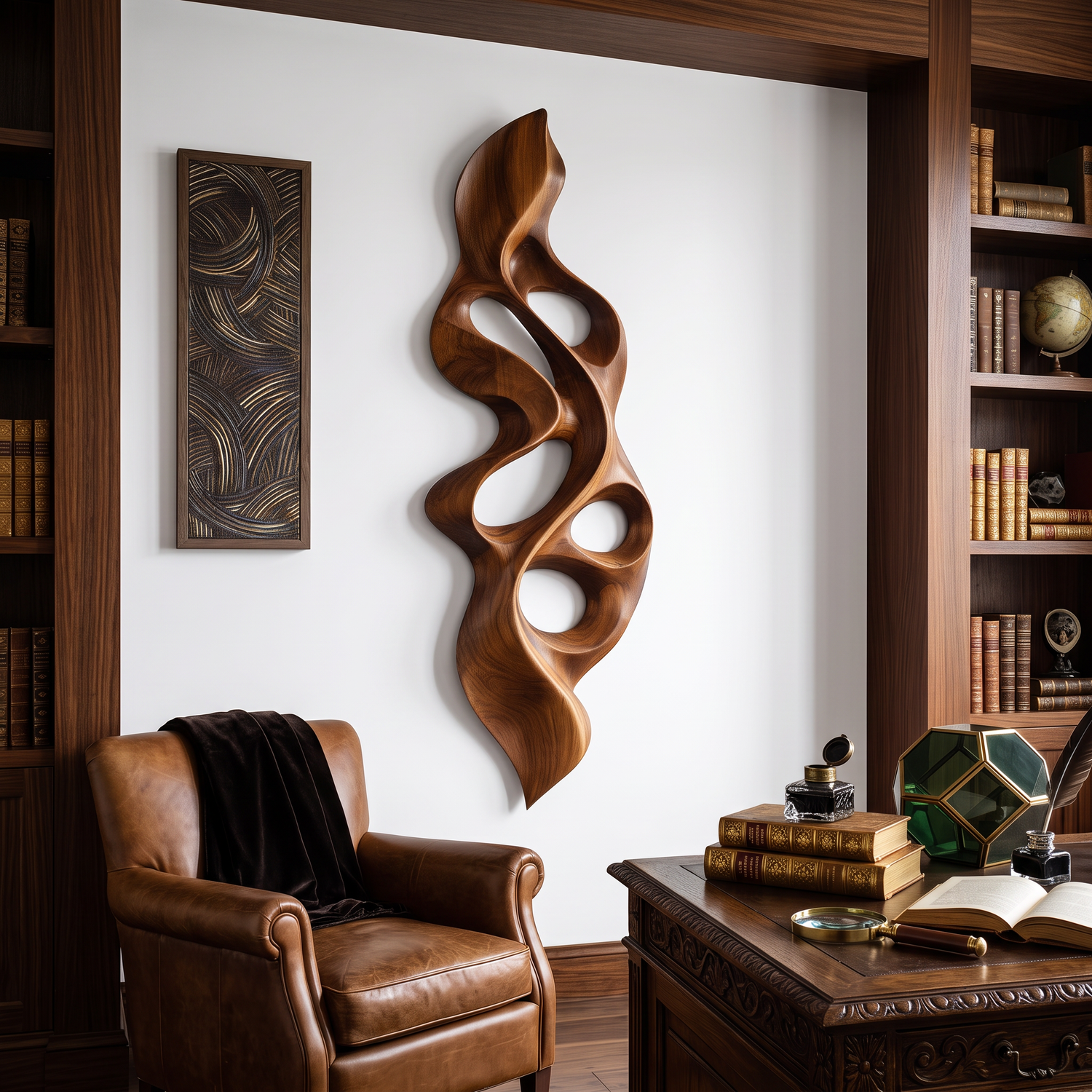 Wall Sculpture Vertical Flame with Organic Carved Openings