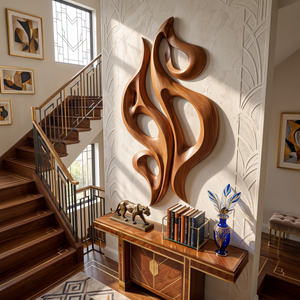 Wall Sculpture Dancing Flame with Sculptural Open Forms