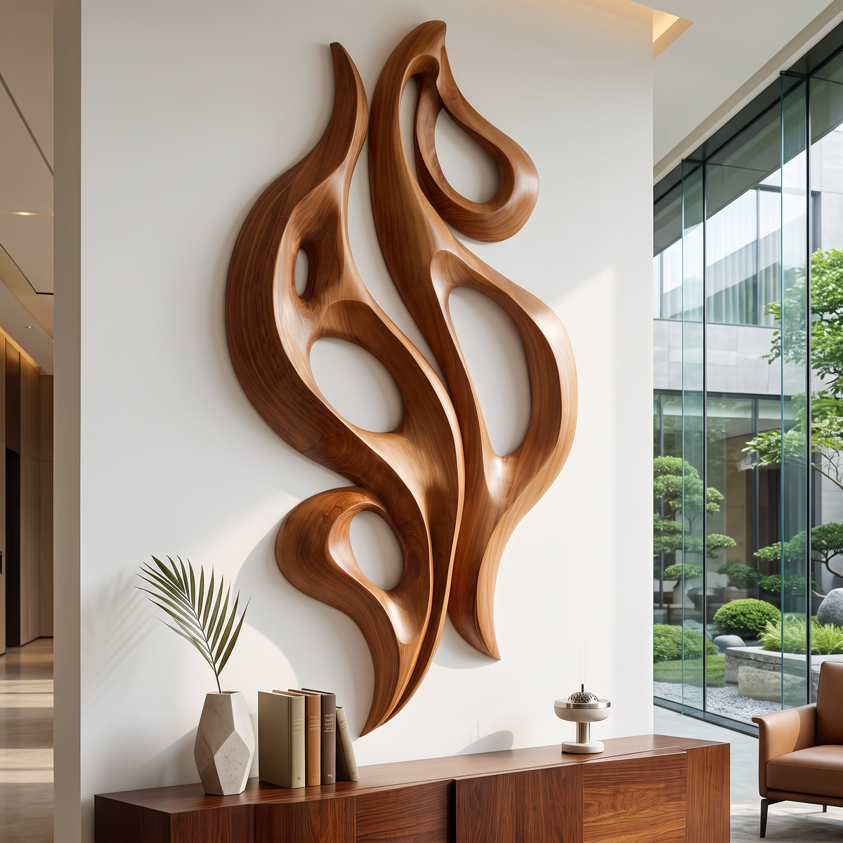 Wall Sculpture Dancing Flame with Sculptural Open Forms