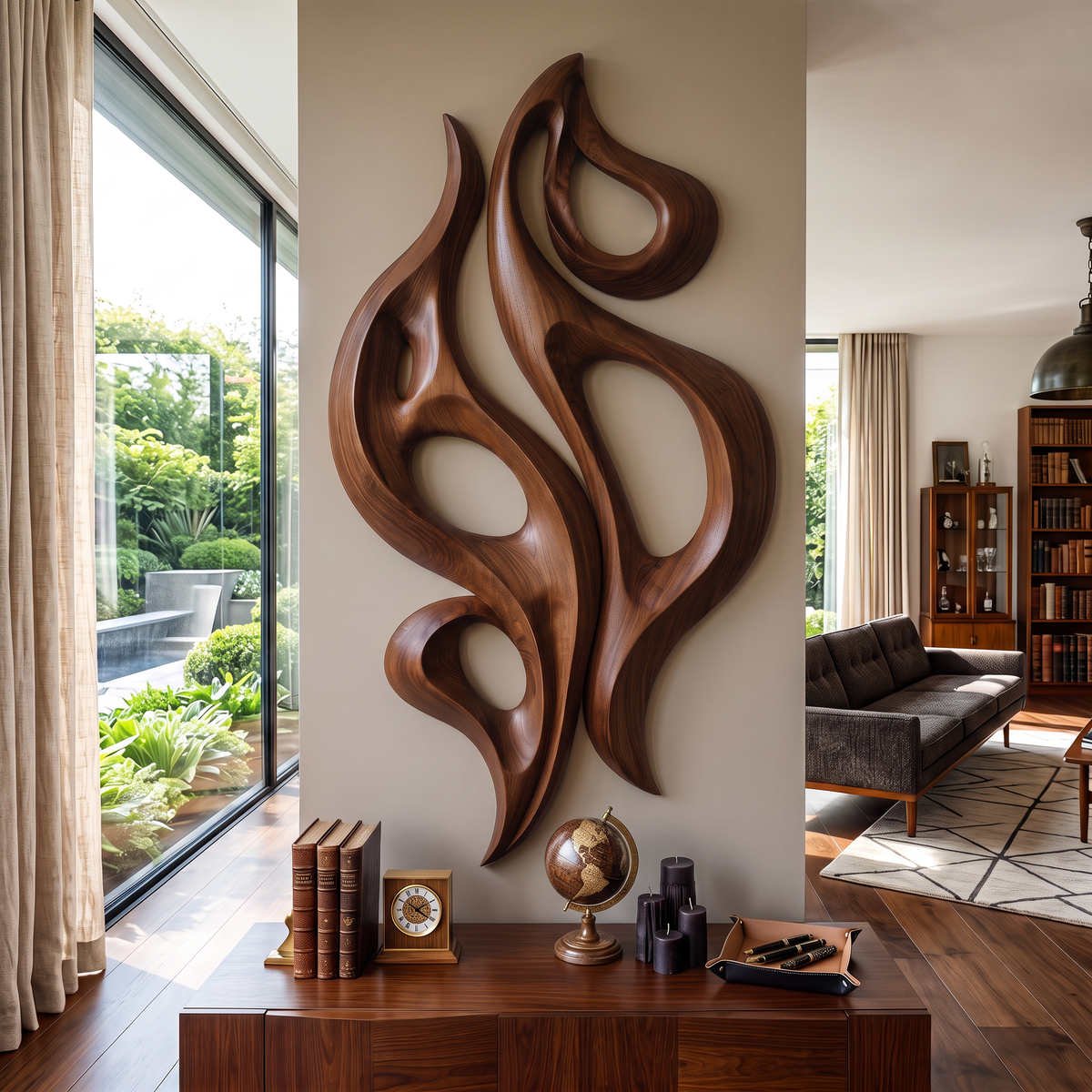 Wall Sculpture Dancing Flame with Sculptural Open Forms