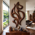 Wall Sculpture Dancing Flame with Sculptural Open Forms