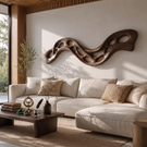 Wall Sculpture Flowing Ribbon with Organic Carved Openings