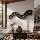Wall Sculpture Flowing Ribbon with Organic Carved Openings