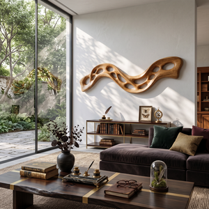 Wall Sculpture Flowing Ribbon with Organic Carved Openings
