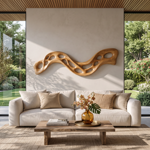 Wall Sculpture Flowing Ribbon with Organic Carved Openings