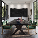 Dining Table with X-Shaped Base and Live Edge Solid Wood Top