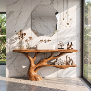 Bathroom Vanity Solid Wood with Sculptural Branch Base