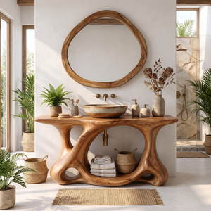Bathroom Vanity Solid Wood with Sculptural Multi Arch Base