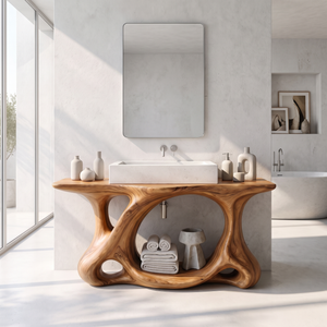 Bathroom Vanity Solid Wood with Sculptural Multi Arch Base
