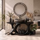 Bathroom Vanity Solid Wood with Sculptural Multi Arch Base