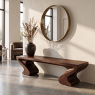 Bench Solid Wood with Twin Sculptural Curve Legs