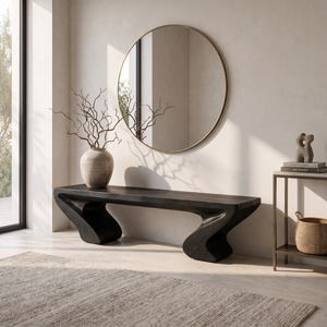 Bench Solid Wood with Twin Sculptural Curve Legs