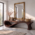 Bench Solid Wood with Sculptural Infinity Loop Base