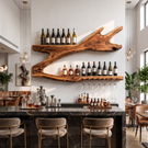 Wall Mounted Wine Rack Solid Wood Organic Branch Shelves for Home Bar