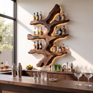 Wall Mounted Wine Rack Solid Wood Tree Branch Shelves