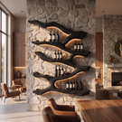 Wall Mounted Wine Rack Solid Wood Flowing Branch Shelves