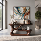 Console Table Solid Wood with Sculptural Tiered Loop Base