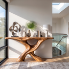 Console Table Solid Wood with Sculptural Intertwined Branch Base