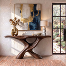 Console Table Solid Wood with Sculptural Intertwined Branch Base