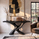 Console Table Solid Wood with Sculptural Intertwined Branch Base