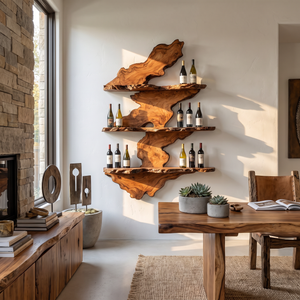 Wall Mounted Wine Rack Solid Wood with Organic Live Edge