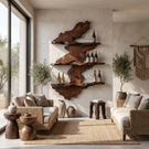 Wall Mounted Wine Rack Solid Wood with Organic Live Edge