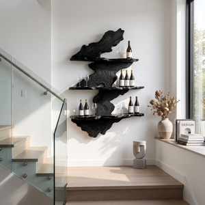 Wall Mounted Wine Rack Solid Wood with Organic Live Edge
