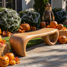 Bench Solid Wood with Sculptural Waterfall Base and Flowing Organic Seat