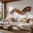 Wall Sculpture Flowing Ribbon with Organic Carved Openings
