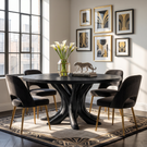Dining Table with Branching Pedestal Base and Round Solid Wood Top