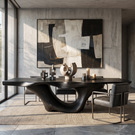 Dining Table with Sculpted Canyon Base and Organic Solid Wood Top