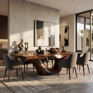 Dining Table with Sculpted Canyon Base and Organic Solid Wood Top