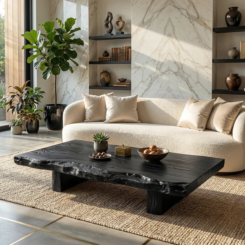 Live Edge Solid Wood Coffee Table for Modern Zen Lounges