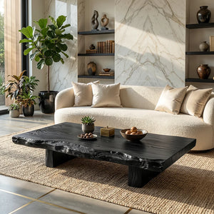Live Edge Solid Wood Coffee Table for Modern Zen Lounges