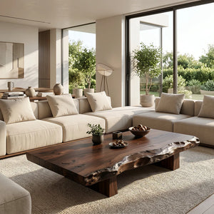 Live Edge Solid Wood Coffee Table for Modern Zen Lounges