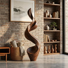Large Abstract Solid Wood Sculpture for Modern Interior Display